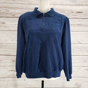 Alfred Dunner Women's Blue Floral Embroidered Jacket Size PXL